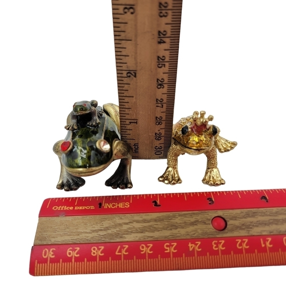 2 frog trinket boxes enameled gold tone - Picture 8 of 8